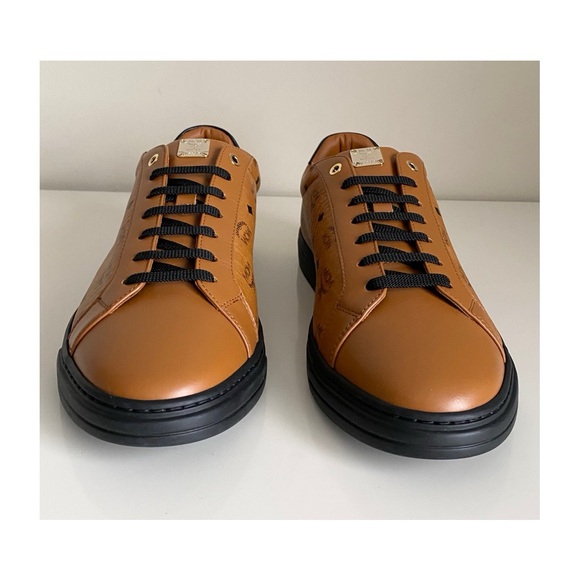 MCM Men's Derby Visetos Low Top Sneakers in Cognac/Black Sz US 11, EU 44 - Picture 6 of 10